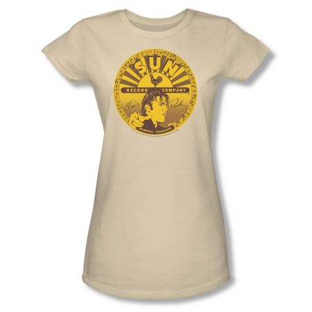 Elvis Presley Shirt Juniors Full Sun Lable Cream T-Shirt