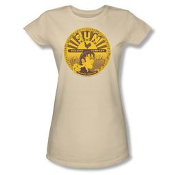 Elvis Presley Shirt Juniors Full Sun Lable Cream T-Shirt
