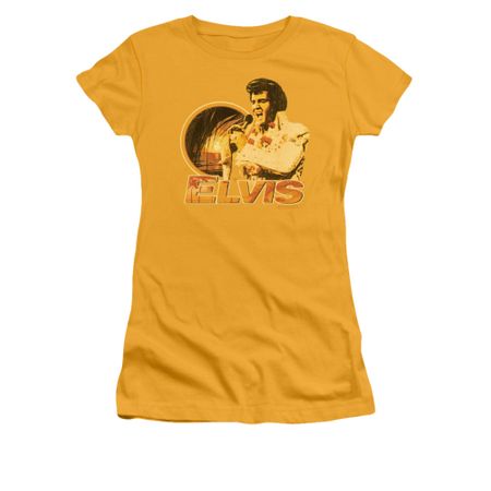 Elvis Presley Shirt Juniors Hawaii Style Gold T-Shirt