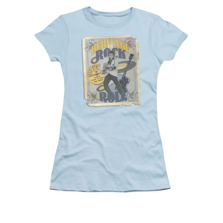 Elvis Presley Shirt Juniors Heritage Of Rock Poster Light Blue T-Shirt