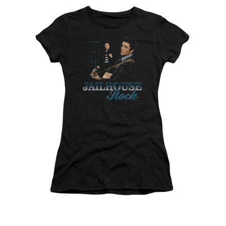 Elvis Presley Shirt Juniors Jailhouse Rock Inmate Black T-Shirt