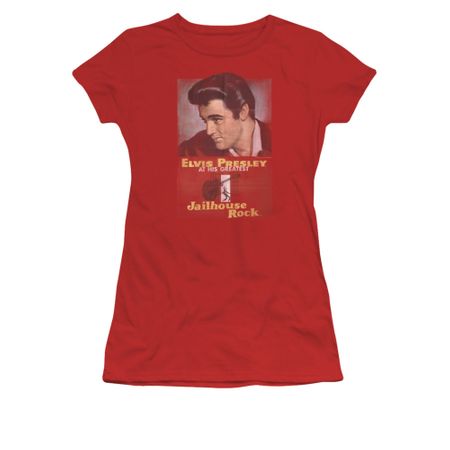 Elvis Presley Shirt Juniors Jailhouse Rocker Poster Red T-Shirt
