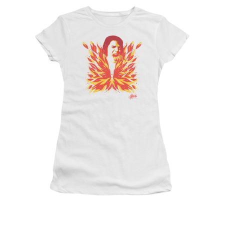Elvis Presley Shirt Juniors Latest Flame White T-Shirt