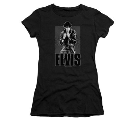 Elvis Presley Shirt Juniors Leather Charcoal T-Shirt