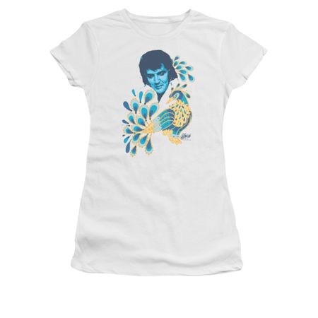 Elvis Presley Shirt Juniors Peacock White T-Shirt