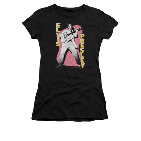 Elvis Presley Shirt Juniors Pink Rock Black T-Shirt