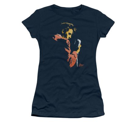 Elvis Presley Shirt Juniors Quick Paint Navy T-Shirt