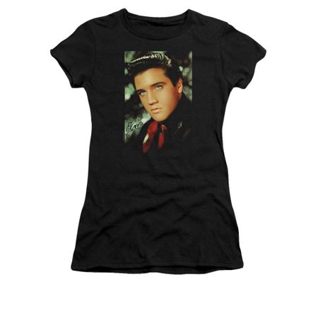 Elvis Presley Shirt Juniors Red Scarf Black T-Shirt