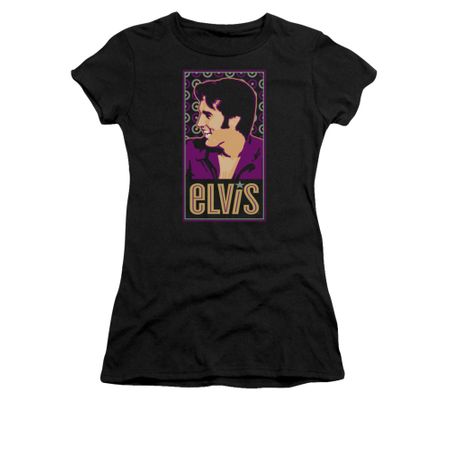 Elvis Presley Shirt Juniors Retro Painting Black T-Shirt