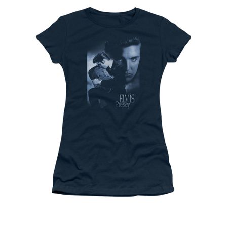 Elvis Presley Shirt Juniors Reverent Navy T-Shirt