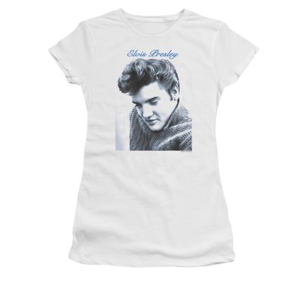 Elvis Presley Shirt Juniors Script Sweater White T-Shirt