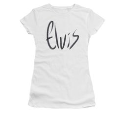 Elvis Presley Shirt Juniors Sketchy Name White T-Shirt Elvis Presley Shirt Juniors Sketchy Name White T-Shirt