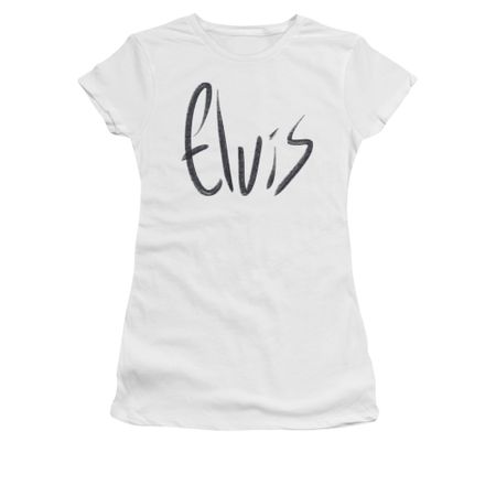 Elvis Presley Shirt Juniors Sketchy Name White T-Shirt