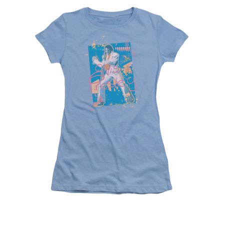 Elvis Presley Shirt Juniors Splatter Hawaii Carolina Blue T-Shirt