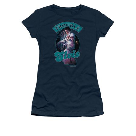 Elvis Presley Shirt Juniors Total Trouble Soundtrack Navy T-Shirt