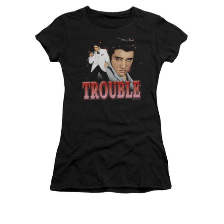 Elvis Presley Shirt Juniors Trouble In A White Suit Black T-Shirt