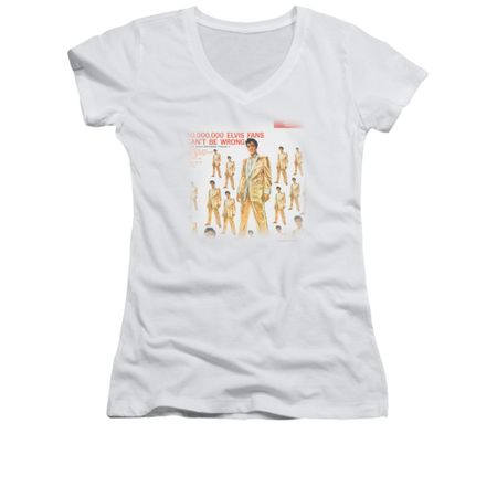 Elvis Presley Shirt Juniors V Neck 50 Million White T-Shirt