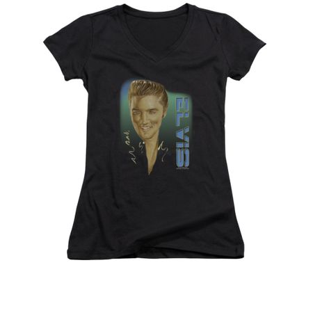 Elvis Presley Shirt Juniors V Neck 56 Black T-Shirt