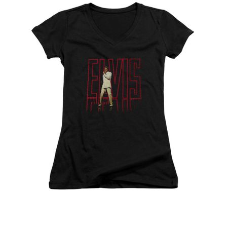 Elvis Presley Shirt Juniors V Neck 68 Album Black T-Shirt