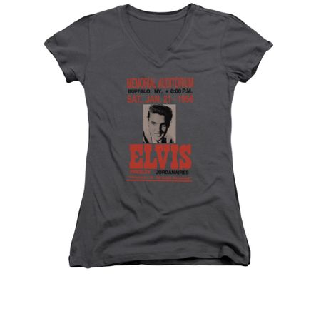 Elvis Presley Shirt Juniors V Neck Buffalo 1956 Charcoal T-Shirt