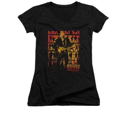 Elvis Presley Shirt Juniors V Neck Comeback Spotlight Black T-Shirt