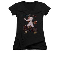 Elvis Presley Shirt Juniors V Neck Hit The Lights Black T-Shirt