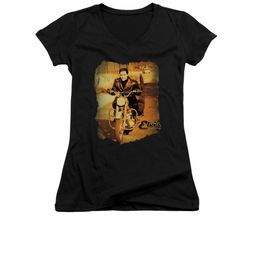 Elvis Presley Shirt Juniors V Neck Hit The Road Black T-Shirt