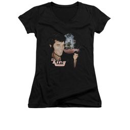 Elvis Presley Shirt Juniors V Neck Home Sweet Home Black T-Shirt