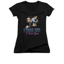 Elvis Presley Shirt Juniors V Neck I Want You Black T-Shirt Elvis Presley Shirt Juniors V Neck I Want You Black T-Shirt