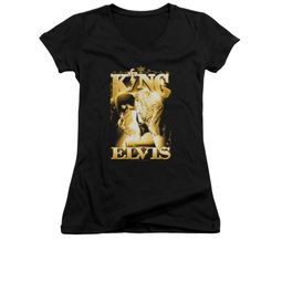 Elvis Presley Shirt Juniors V Neck In Gold Black T-Shirt