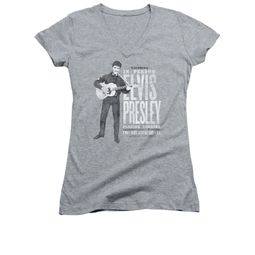 Elvis Presley Shirt Juniors V Neck In Person Athletic Heather T-Shirt