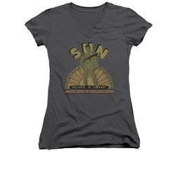 Elvis Presley Shirt Juniors V Neck Logo Music Charcoal T-Shirt Elvis Presley Shirt Juniors V Neck Logo Music Charcoal T-Shirt