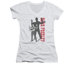 Elvis Presley Shirt Juniors V Neck Look No Hands White T-Shirt Elvis Presley Shirt Juniors V Neck Look No Hands White T-Shirt
