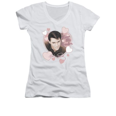 Elvis Presley Shirt Juniors V Neck Love Me Tender White T-Shirt