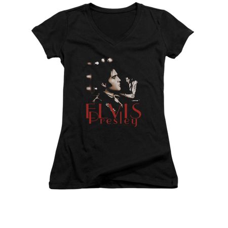 Elvis Presley Shirt Juniors V Neck Memories Black T-Shirt