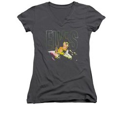 Elvis Presley Shirt Juniors V Neck Multicolored Charcoal T-Shirt Elvis Presley Shirt Juniors V Neck Multicolored Charcoal T-Shirt