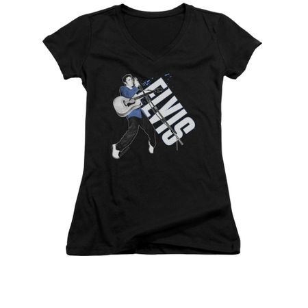 Elvis Presley Shirt Juniors V Neck On His Toes Black T-Shirt