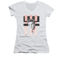 Elvis Presley Shirt Juniors V Neck Retro White T-Shirt Elvis Presley Shirt Juniors V Neck Retro White T-Shirt