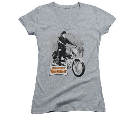 Elvis Presley Shirt Juniors V Neck Roustabout Athletic Heather T-Shirt