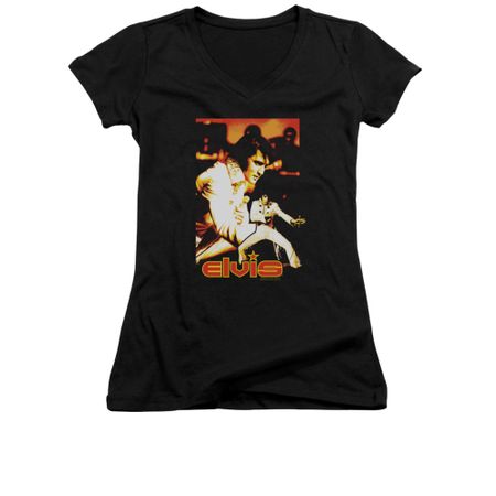 Elvis Presley Shirt Juniors V Neck Showman Black T-Shirt