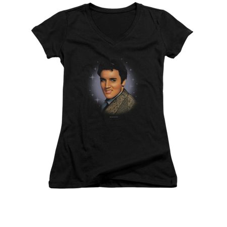 Elvis Presley Shirt Juniors V Neck Starlite Black T-Shirt