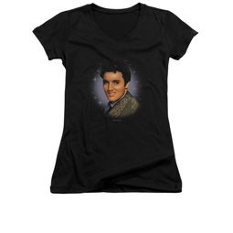 Elvis Presley Shirt Juniors V Neck Starlite Black T-Shirt