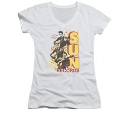Elvis Presley Shirt Juniors V Neck Sun Records Soundtrack White T-Shirt