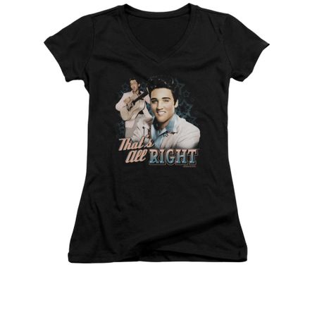 Elvis Presley Shirt Juniors V Neck That's All Right Black T-Shirt