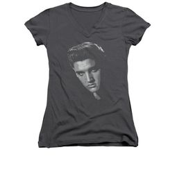 Elvis Presley Shirt Juniors V Neck True American Idol Charcoal T-Shirt Elvis Presley Shirt Juniors V Neck True American Idol Charcoal T-Shirt