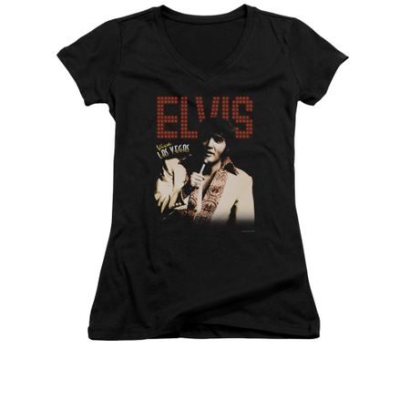 Elvis Presley Shirt Juniors V Neck Viva Star Black T-Shirt