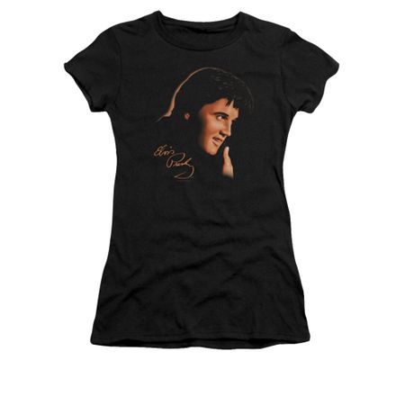 Elvis Presley Shirt Juniors Warm Portrait Black T-Shirt