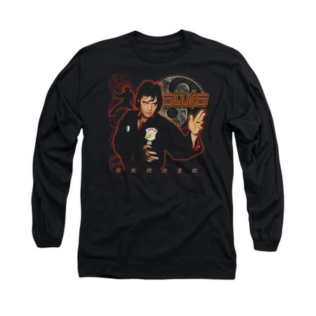 Elvis Presley Shirt Karate Long Sleeve Black Tee T-Shirt