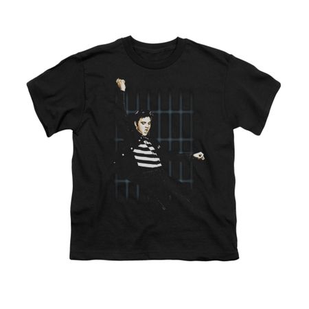 Elvis Presley Shirt Kids Blue Bars Black T-Shirt