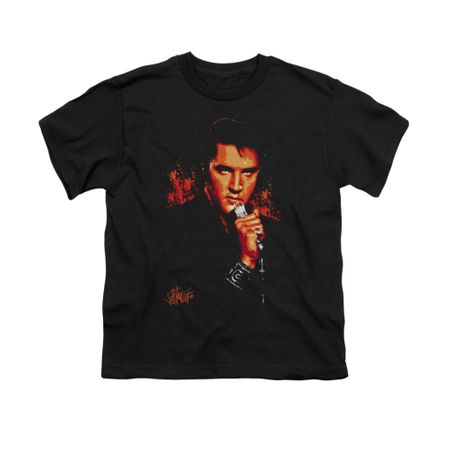 Elvis Presley Shirt Kids Blue Eyes In The Dark Black T-Shirt